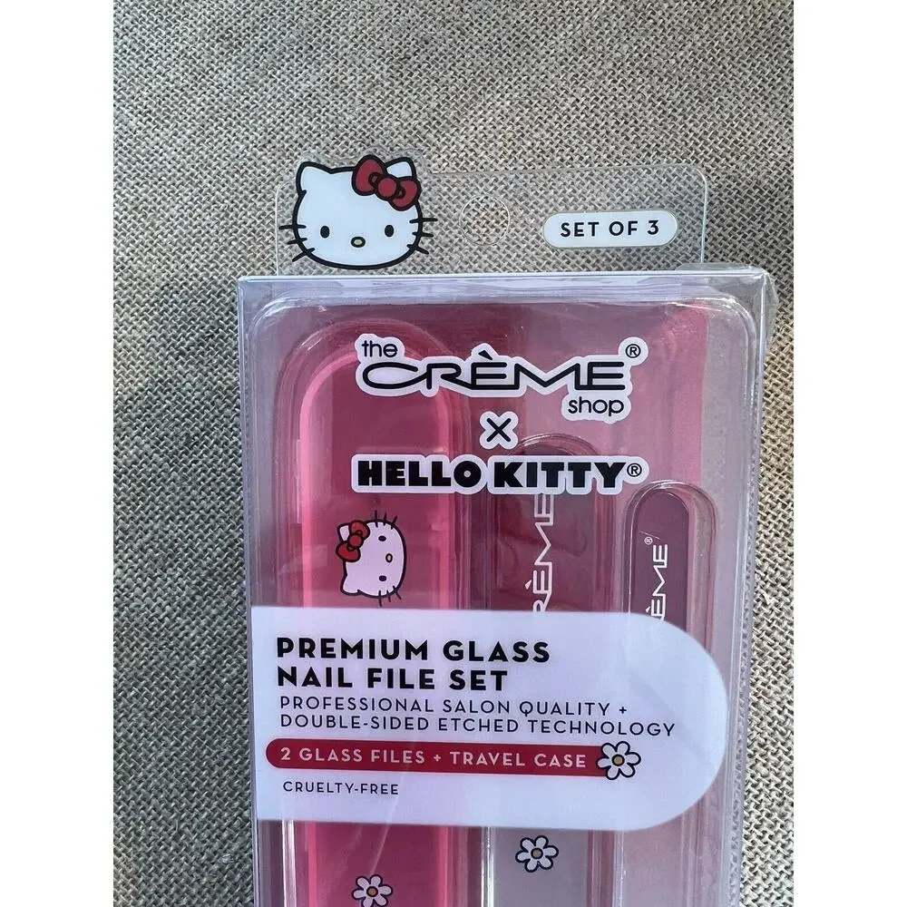 HELLO KITTY Premium Glass Nail File-Set of 2 files with Case--Brand New
